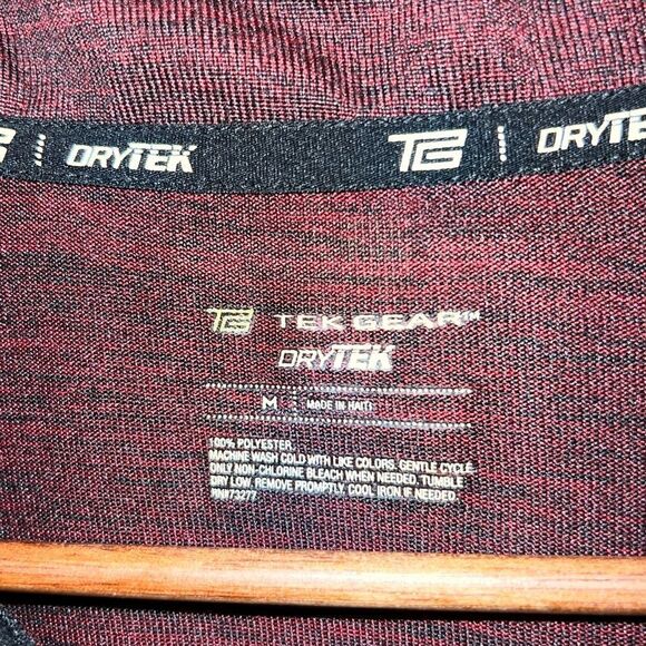 Tek Gear Dry Tek Men’s red and black marled long sleeved 1/4 zip size medium - Picture 5 of 6
